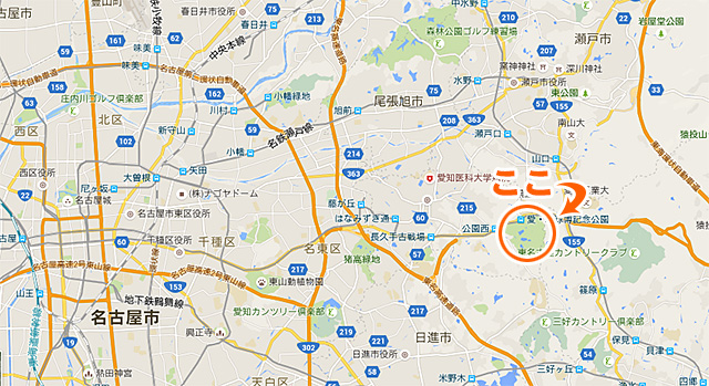 愛知県長久手市のテニスコート地図